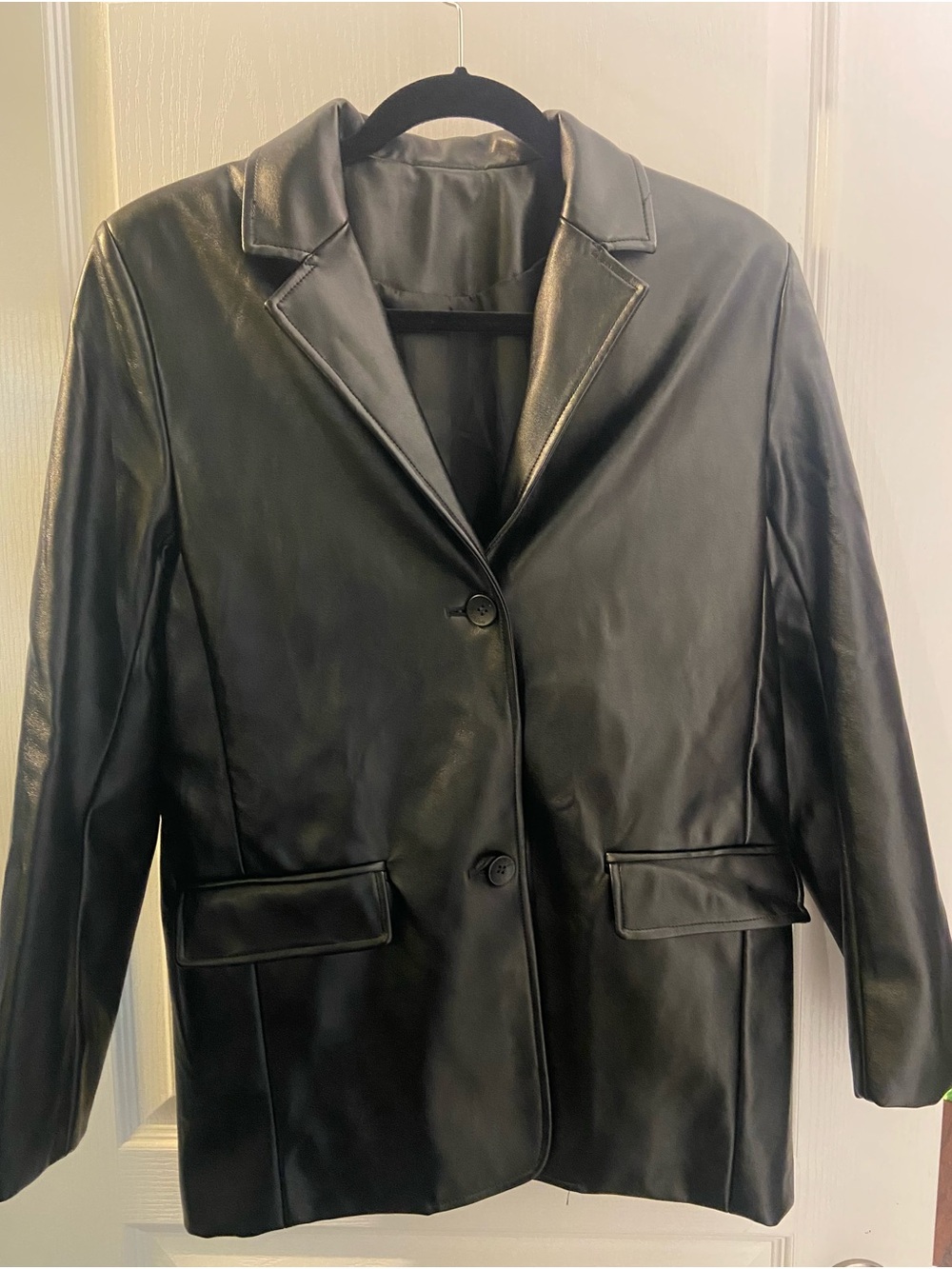 J.ING Black Faux Leather Blazer Jacket